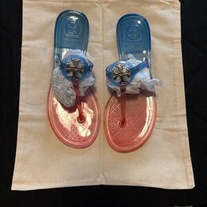 Blue and Pink Transparent Sandals